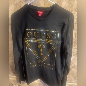 Guess Black and Gold Long Sleeve Shirt Medium